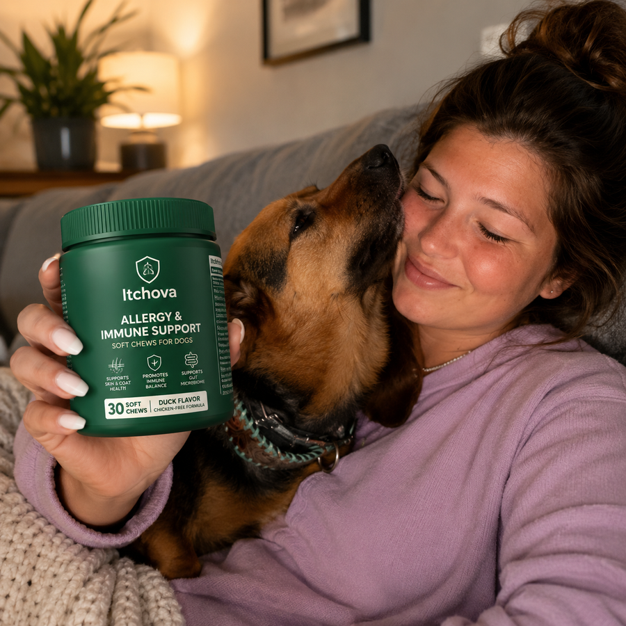 Dog and owner with Itchova
